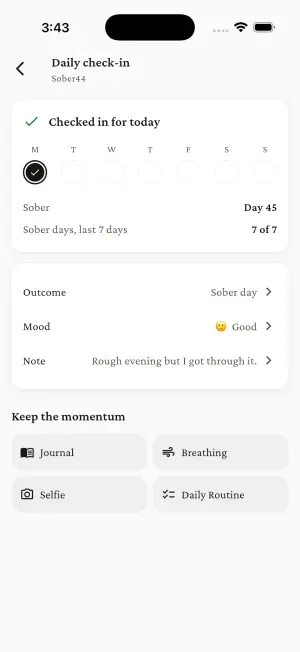 Sober44 — Daily check-in